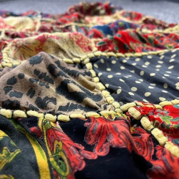 Patchwork Maxi Skirt Womens XL Multicolor Paisley Leopard Print Boho hippie - Picture 6 of 8